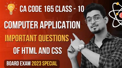 Html And Css Computer Application Code 165 Most Important Questions Board Exam 2023 Unit 2