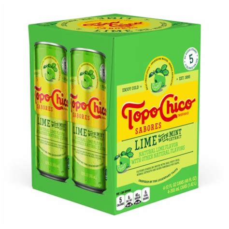 Topo Chico Sabores Lime With Mint Extract 4 Cans 12 Fl Oz King