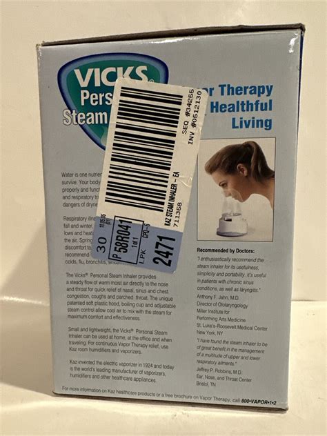 Vicks Personal Steam Inhaler Controlled Vapor Therapy V1200 New Open