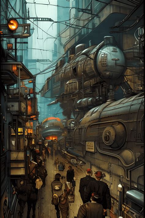 Norman Rockwell Steampunk Cyberpunk Steamtrain · Creative Fabrica