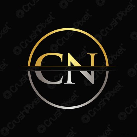 Initial Gold And Silver Color CN Letter Logo Typography Vector Stock