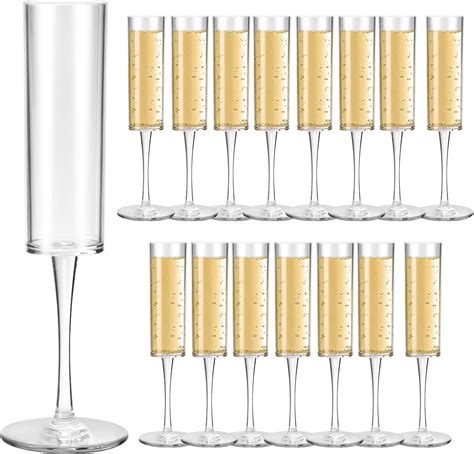 Bokon 30 Pcs 6oz Acrylic Stemmed Champagne Flutes Unbreakable Clear Plastic Glass