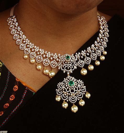 K Gold In Diamond Necklace With Color Stones Culture Pearls