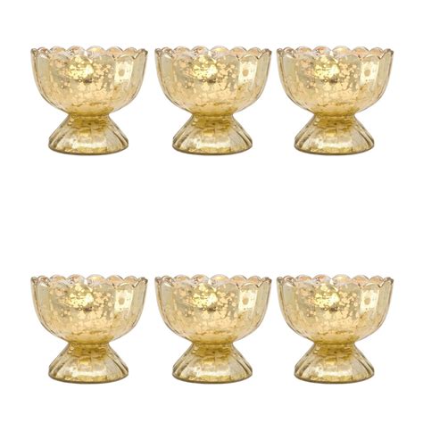 6 Pack Vintage Mercury Glass Candle Holder 3 Suzanne Design Sundae