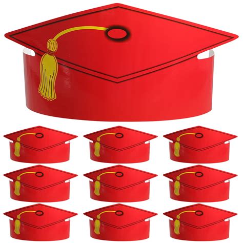 12 Pcs Graduation PhD Paper Cap Photo Props Crafts for Adults Gifts The Party Supplies Hat Red ...