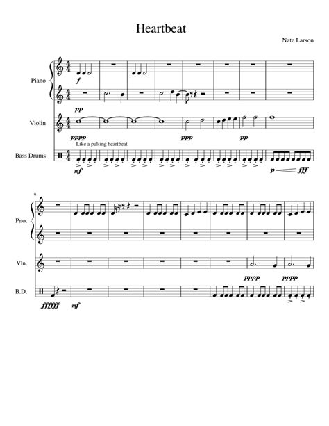 Heartbeat Sheet music for Piano, Violin, Bass Drum (Mixed Trio) | Musescore.com