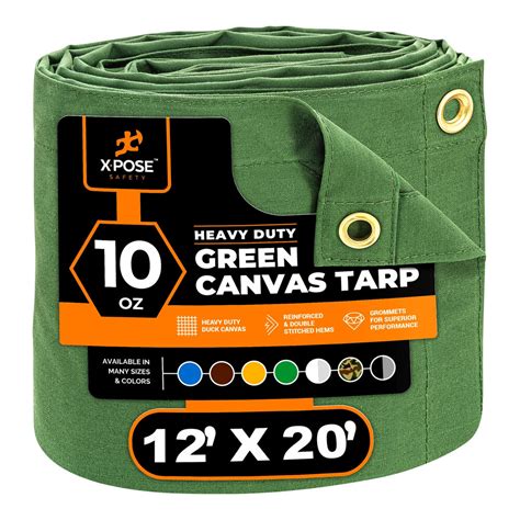 Xpose Safety X Green Heavy Duty Weatherproof Oz Poly Canvas