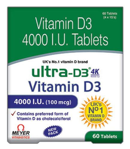 Ultra D3 4k Vitamin D3 4000 I U Tablets 4x15s Pack General Medicines