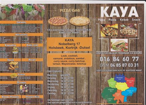 Menu At Kaya Pizza Kebab Holsbeek