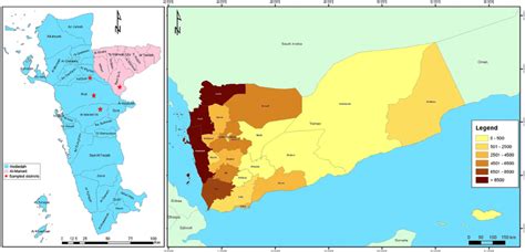 A geographic map showing study area (Hodeidah and Al-Mahwit ...