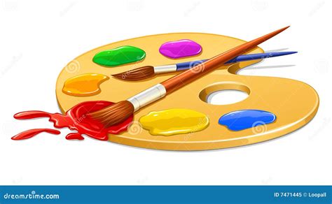 Art Palette With Paint And Brushes Stock Illustration Illustration Of