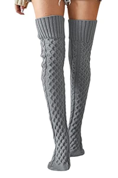 Throne Usagicrystal91 Leoparts Womens Cable Knitted Thigh High