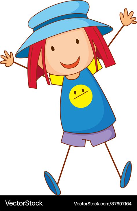 A Girl Wearing Hat Cartoon Character In Hand Vector Image