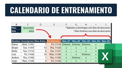 Calendario De Entrenamiento Personalizado En Excel Crearlo Con Tres