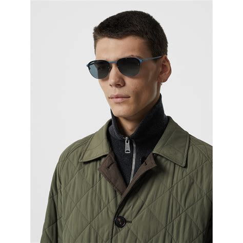 Round Frame Sunglasses in Blue - Men | Burberry United States