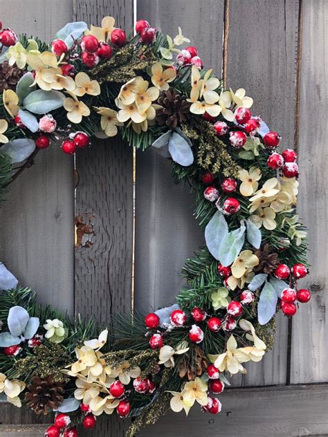 Modern Farmhouse Wreath Christmas Wreath Holiday Wreath Rustic Etsy