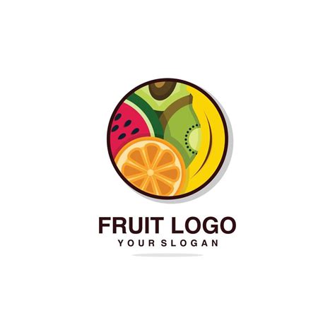 Fruit logo with fresh looking design template, banana, orange, fruit ...