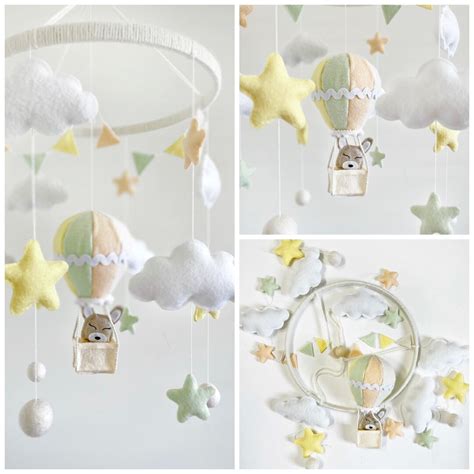Hot Air Balloon Baby Mobile Gender Neutral Baby Mobile Moon And Star Mobile Crib Decor