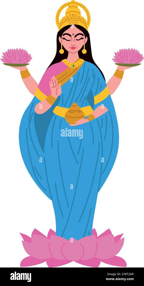 Statue Of Goddess Yamuna On Lotus Stock Vector Image And Art Alamy