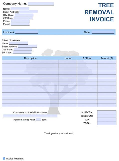 Tree Trimming Estimate Template In 2022 Estimate Template Invoice