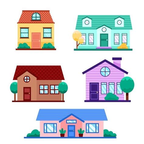 Premium Vector Collection Of Houses With Trees In House