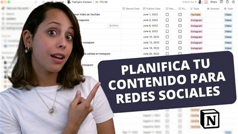 Cómo Planificar Contenido Para Redes Sociales Tutorial Notion YouTube