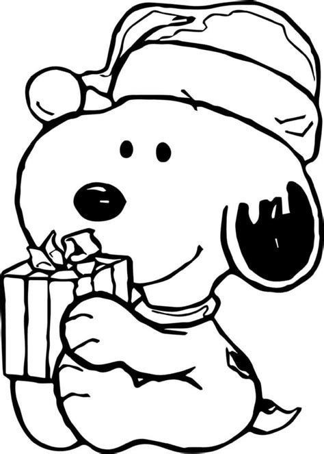 Coloriage Snoopy et Cadeau télécharger et imprimer gratuit sur