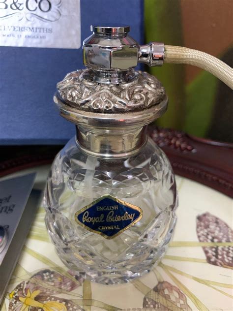 Vintage Royal Brierley Cut Glass Silver Perfume Bottle Atomizer