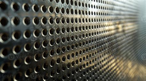 A Detailed Shot Of A Perforated Metal Sheet Revealing The Varying Sizes