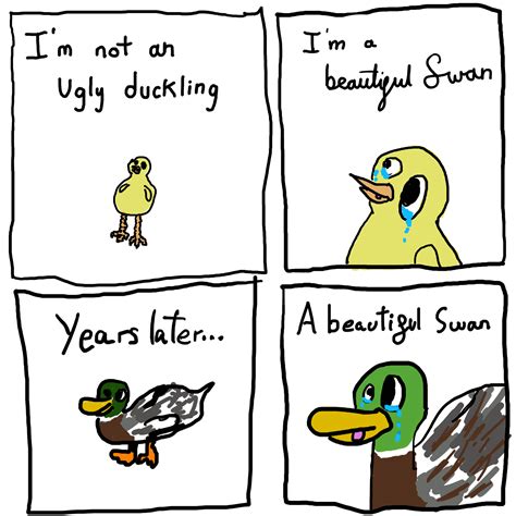 Comic Ugly Duckling And Swan