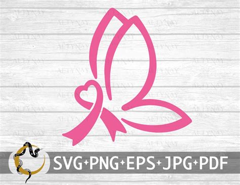 Breast Cancer Butterfly Ribbon Svg Breast Cancer Ribbon Awareness Svg