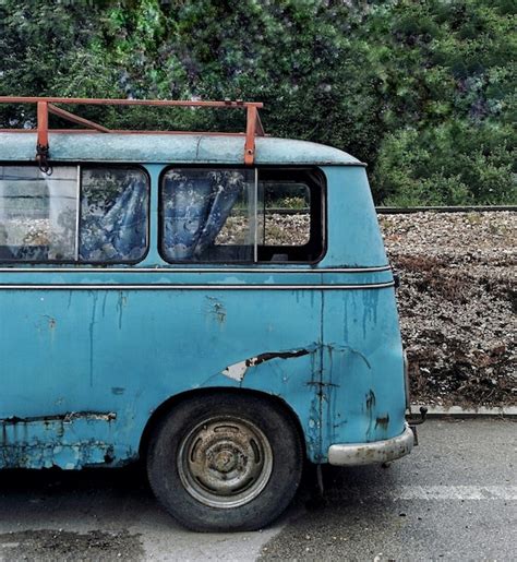 Premium Photo Abandoned Vintage Car On Road