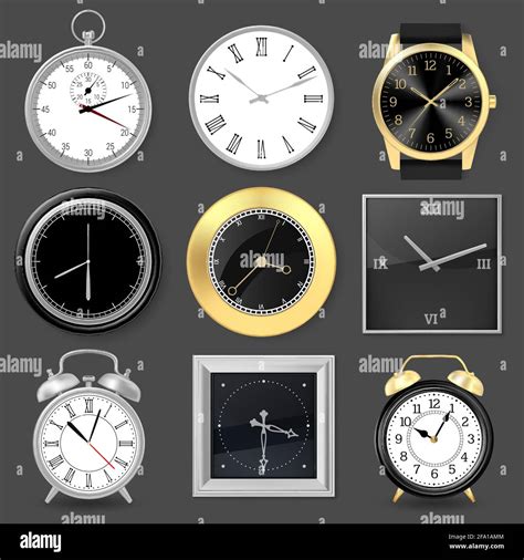 Realistic Clocks Wristwatch Alarm Clock And Silver Metal Wall Clocks