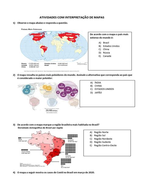 Leitura E Interpretação De Mapas 4 Ano - Atividade Interpretação de Mapas | PDF