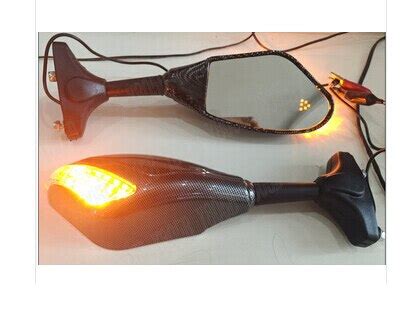 Espejos Intermitentes LED De Carbono Para Motocicleta Accesorio Para