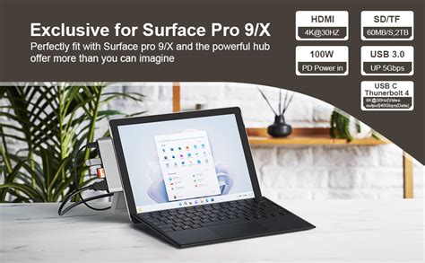 Surface Pro 9 Docking Station With 4k Hdmi Usb C Thunderbolt 4 Display Pd Charging Data Usb