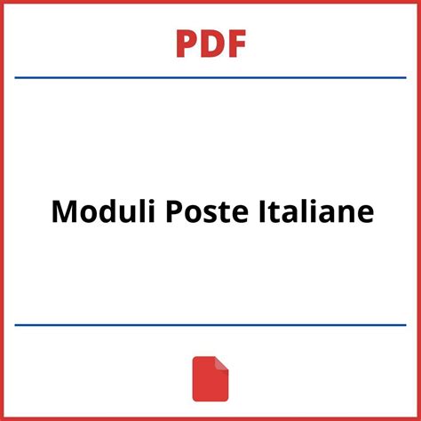 Moduli Poste Italiane Pdf