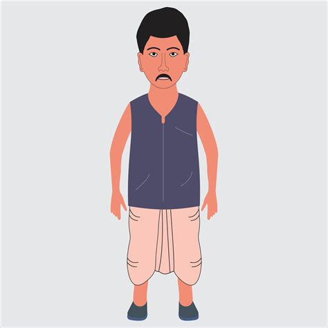 Asian Indian Farmer Village 2d Character Farmer Cartoon Character