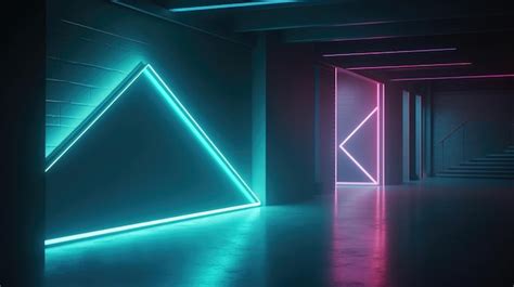 Premium Photo Futuristic Background With Neon Shapes And Lights