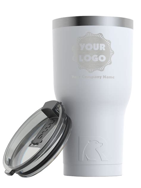 Logo And Company Name Rtic Tumbler White Engraved Front Personalized