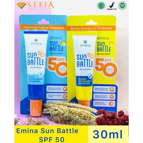 Jual EMINA SUN BATTLE SPF 50 EMINA CICA ACNE FIGHTER SUNSCREEN