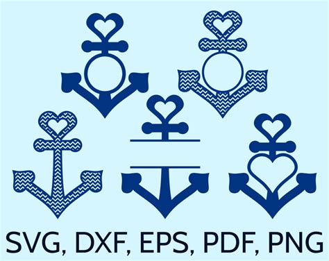 Love Anchor Svg File Svg Monogram Frames Nautical Clipart Svg Anchor For Cricut And Silhouette