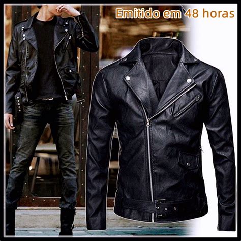 Jaqueta De Couro Masculina Slim Fit Jaqueta Z Per Para