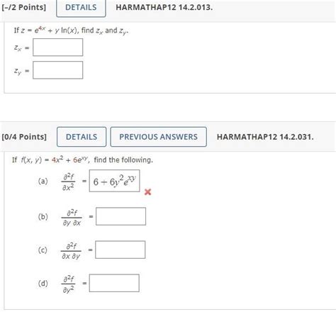 Solved 12 Points DETAILS HARMATHAP 12 14 2 013 If Z 4x Chegg