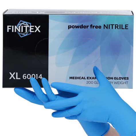 Finitex Blue Disposable Nitrile Gloves 35g Powder Free Large 200