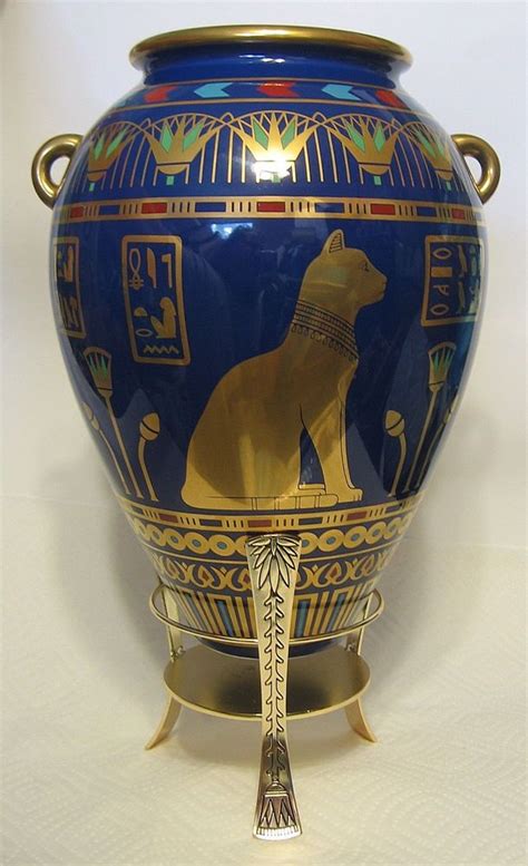 Bastet Egyptian Vase Franklin Mint K Gold Named The Golden Vase Of