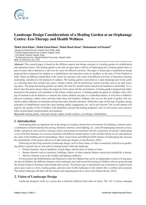 PDF Landscape Design Considerations Of A Healing Garden At An