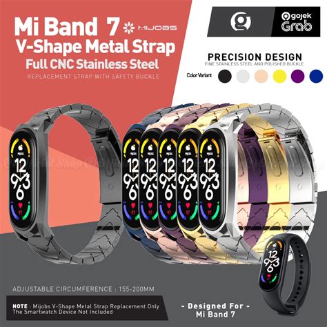 Jual Mijobs Metal V Shape Stainless Steel Strap For Xiaomi Mi Band