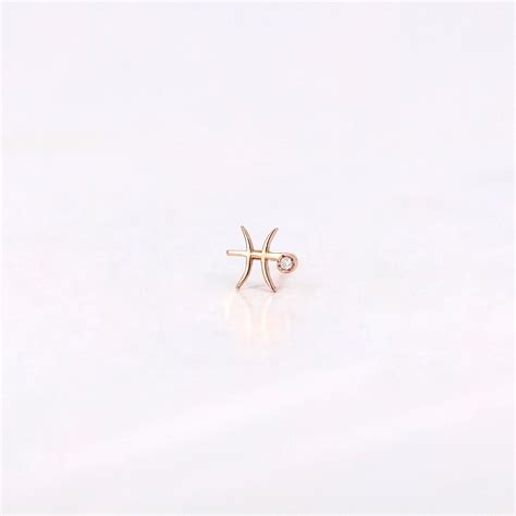 Pisces Zodiac Sign Diamond Earring Pisces Earring Pisces Stud Earring