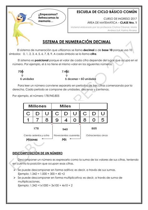 PDF SISTEMA DE NUMERACIÓN DECIMAL Dividendo cociente x